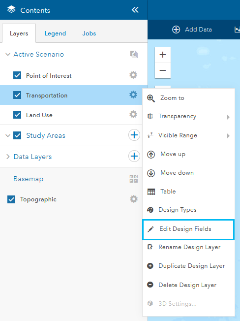 Edit Design Fields option